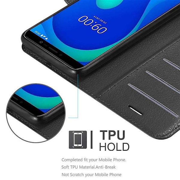 WIKO Y80 -matkapuhelimen suojakotelo - korttipaikoilla ja jalustatoiminnolla PHANTOM BLACK