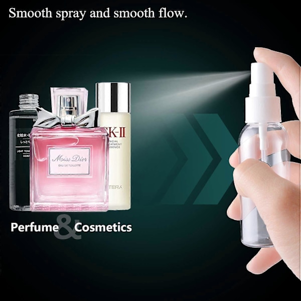 12 st Sprayflaskor, Klar Tom Fin Mist Plast Mini Reseflaska Set, Små Påfyllningsbara Vätskebehållare 80Ml