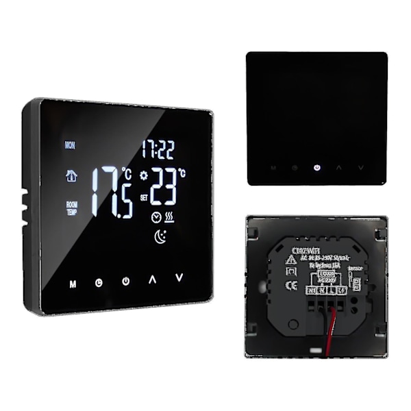 Wifi Smart Termostat Temperaturregulator för Elektrisk Värme LCD-display Touchscreen Vecko Programmerbar App-kontroll Golvvärme Termostat NO-WIFI electric heating Black
