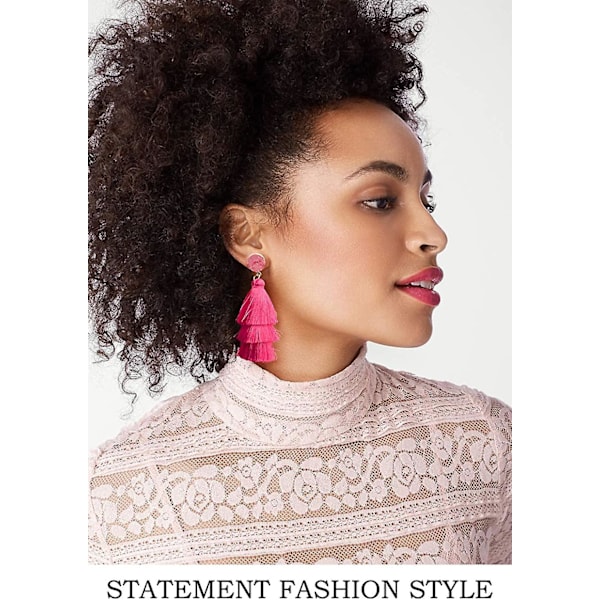 Fargerike lagdelte duskøreringer Bohemian lagdelte duskøreringer Druzy Stud Dangle Drop Øredobber for kvinner tenåringsjenter Bursdag Jul Valentinsdag Gave Ho