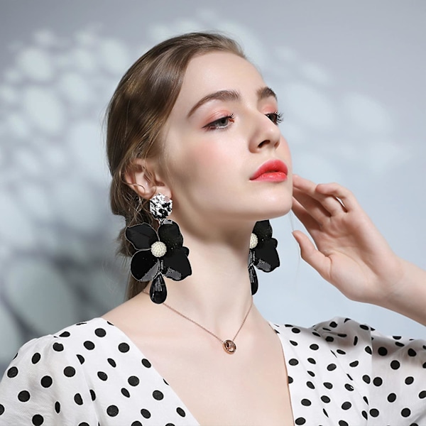 Heytea Retro Teardrop Big Flower Dangle Earrings Boho Lagdelt Blomsterblad Dråpe Øredobber Statement Fashion Øredobber For Kvinner Jenter