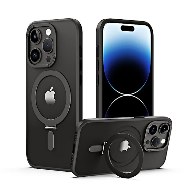 Fodral till Iphone 15 Plus med magnetiskt osynligt stativ, kompatibelt med Magsafe, skyddande kristallklart Iphone 15 Plus-telefon black iphone 15 Plus