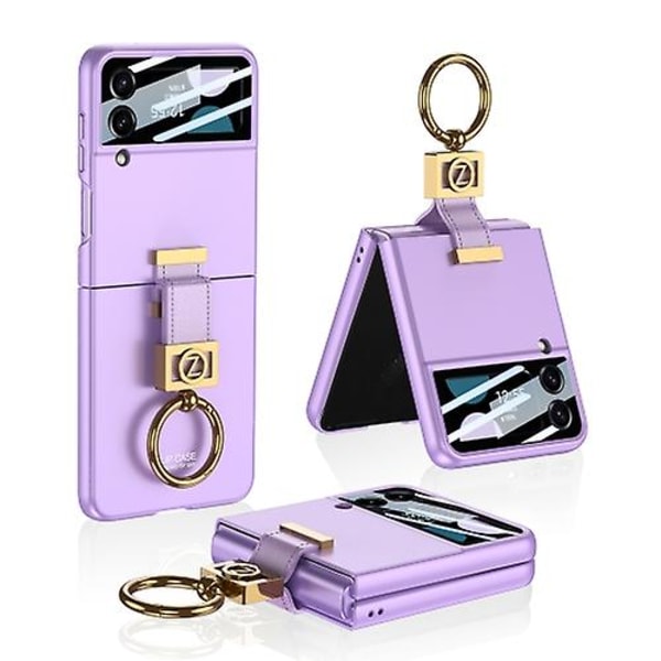 För Samsung Galaxy Z Flip4 5g Gkk Integrerat Ultratunt Mobiltelefonfodral Med Z Ringhållare Purple