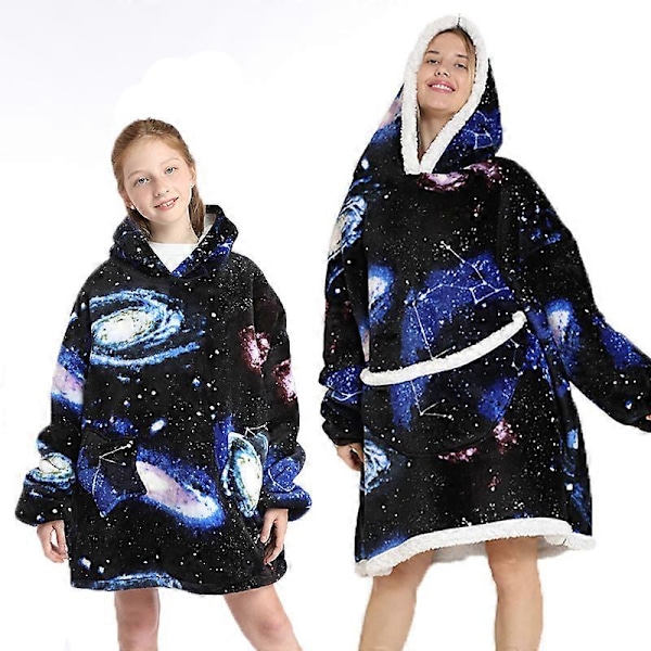 Vinter Sherpafilt med Ärmar Super Mjuk Fleece Sweatshirtfilt Huvtröja Varm Flanell Avocado Hemkläder Huvad Filtar Mom-free size 1pcs-Milky Way
