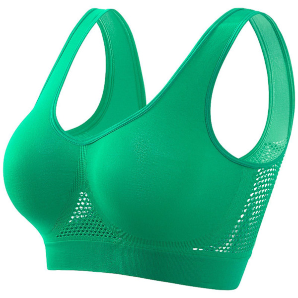 Andningsbar Cool Liftup Air Bra, 2024 Ny Storlek Air Bra Andningsbar och Bekväm Mesh Sport-BH för Kvinnor -GSL green S