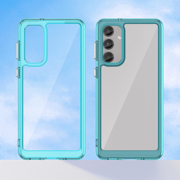 Til Samsung Galaxy M55 5G Etui TPU Ramme Klar Akryl Beskyttende Telefon Cover Transparent Blue