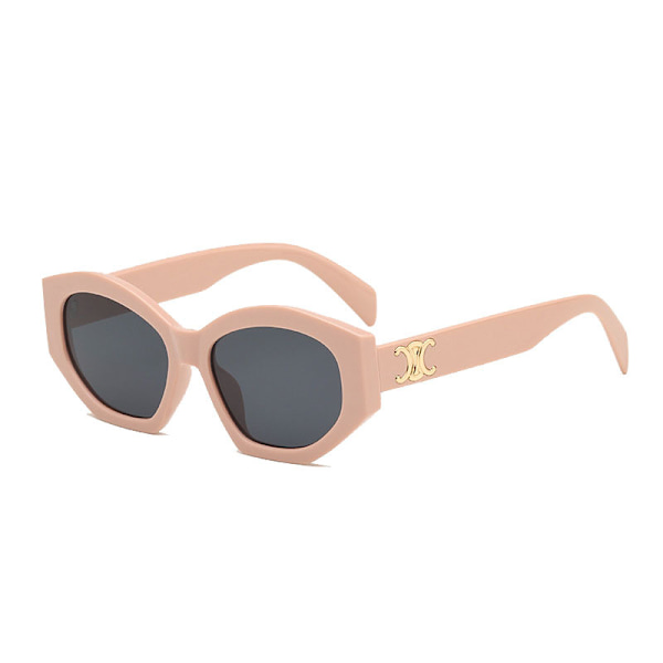 UV-suojatut aurinkolasit, monikulmaiset retro-aurinkolasit naisille, trendikkäät ja korkealaatuiset Pink frame tea slices