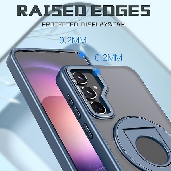 For Samsung Galaxy S22+ 5g roterende ring magnetisk holder mobiltelefondeksel Blue