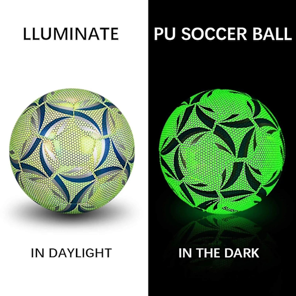 Slitstark Reflekterande Luminous Fotboll för Vuxna och Barn Nr 4 Spelträning