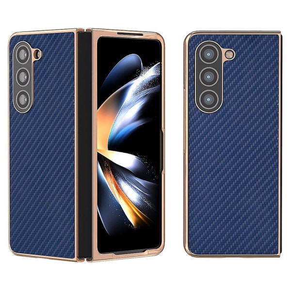 Electroplating Carbon Fiber Texture Pu Leather Coated Pc Phone Case For Samsung Galaxy Z Fold5 5g