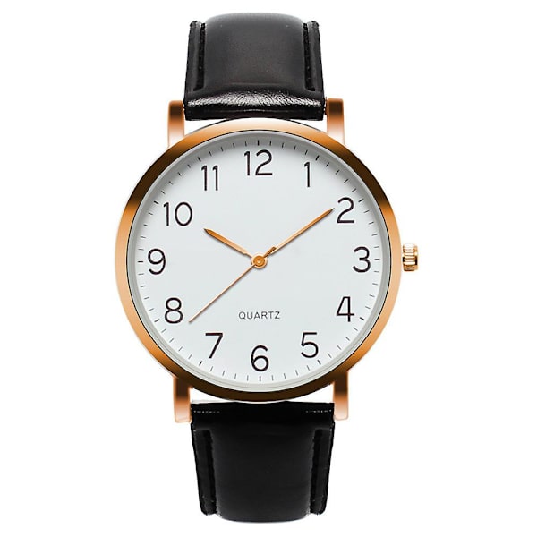 Unisex-liiketoiminnan muoti nahka kvartsirannekello Rose Gold