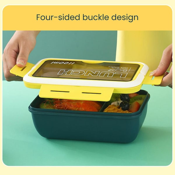 Bento lådor i plast Behållare 3 fack Design Lunchlåda för utomhuscamping picknick (gul och blå) Yellow And Blue