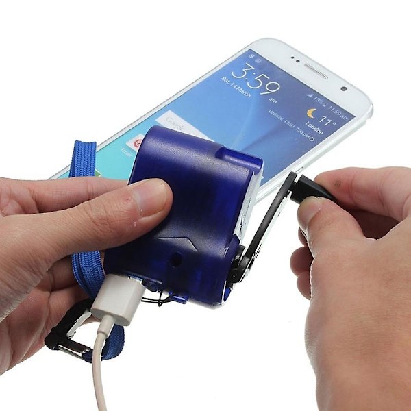 Håndsving-oplader Mini Kompakt Manuel Generator Mobiltelefon Nødoplader Usb-oplader green