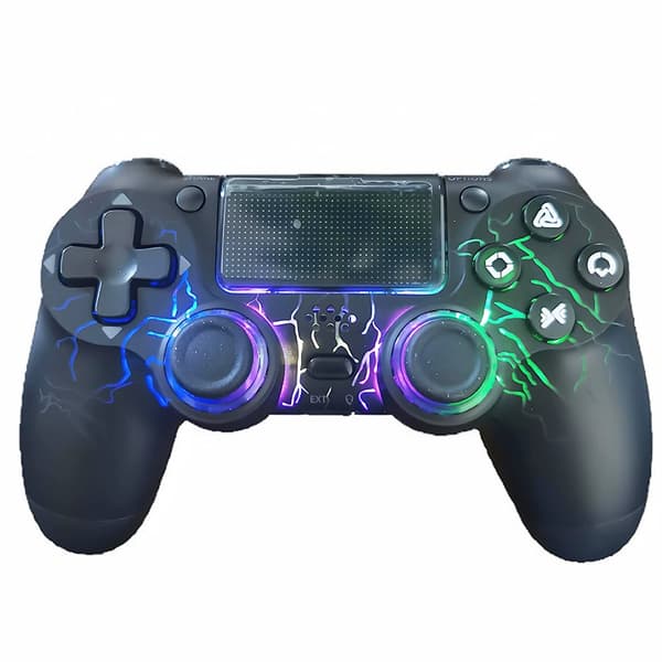 P4 Trådløs Spillkontroller Datamaskin Bluetooth Spillkontroller Seksakset Dobbel Vibrasjon P4 Spillkontroller Thunder pattern black