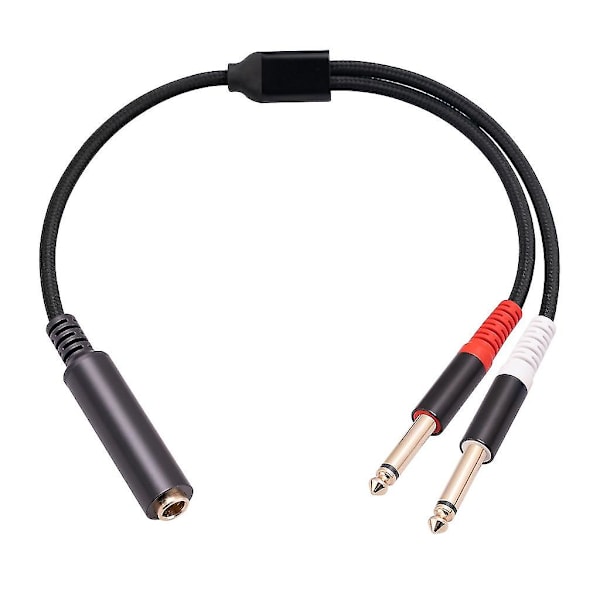 6.35mm 1/4" Stereo Female To Dual 6.35 Male Y Splitter Adapter Cable 6.5mm