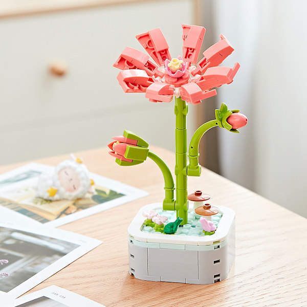Växtbukett-Dekoration Montering Flickor Prydnader Modell Leksak Present Gesang flower