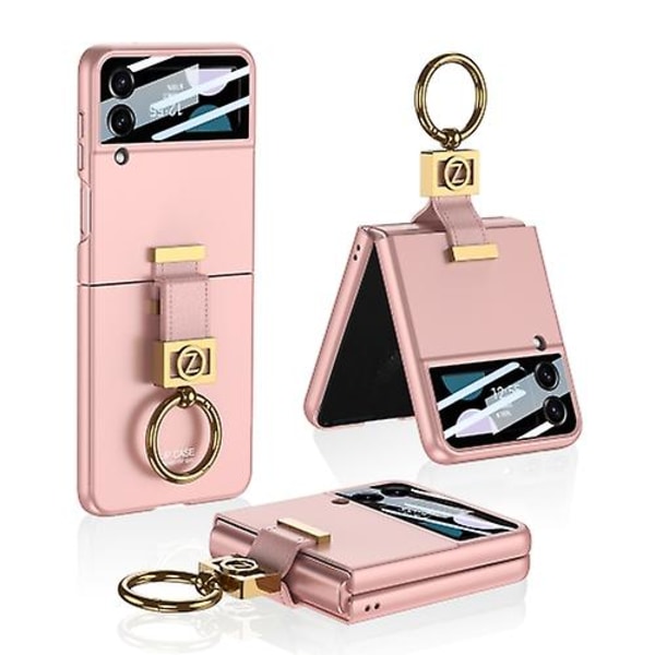 For Samsung Galaxy Z Flip4 5g Gkk Integrert Ultra-tynn Mobiltelefondeksel Med Z Ring Holder Pink