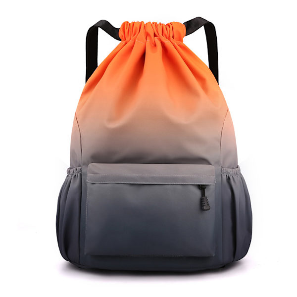 Reise lomme ryggsekk for kvinner, lett og enkel snøring bag, stor kapasitet sport og fitness bag for menn orange