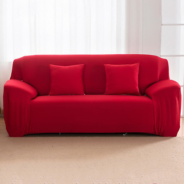 3-sits soffa sofföverdrag stretchöverdrag elastiskt tyg soffskydd passform Red