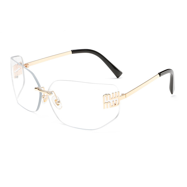 2024 nye buede linser rammeløse trimmede high-end luksus solbriller for kvinner Transparent film