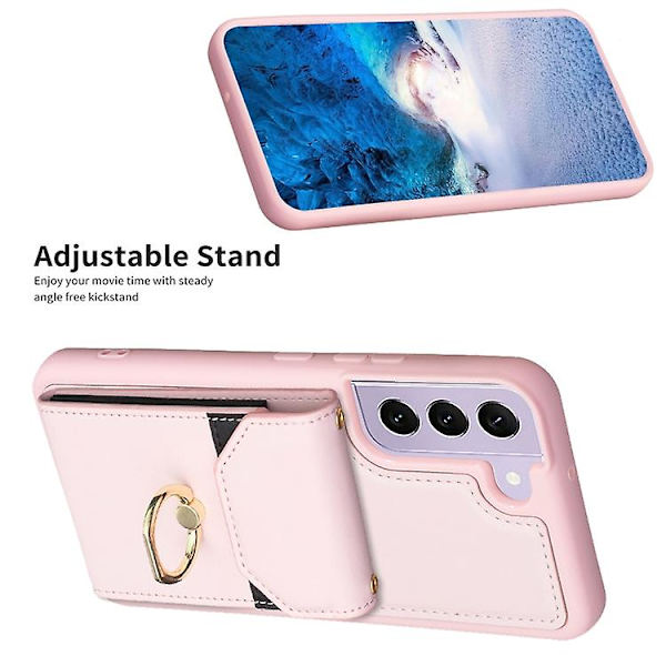Samsung Galaxy S22+ 5g Bf29 Organ Card Bag Ring Holder -matkapuhelinkotelo Pink