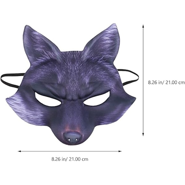 Ræveformet Halv Maske Dyre Cosplay Kostume Halvt Ansigt Katte Masker til Halloween Karneval Maskerade Black