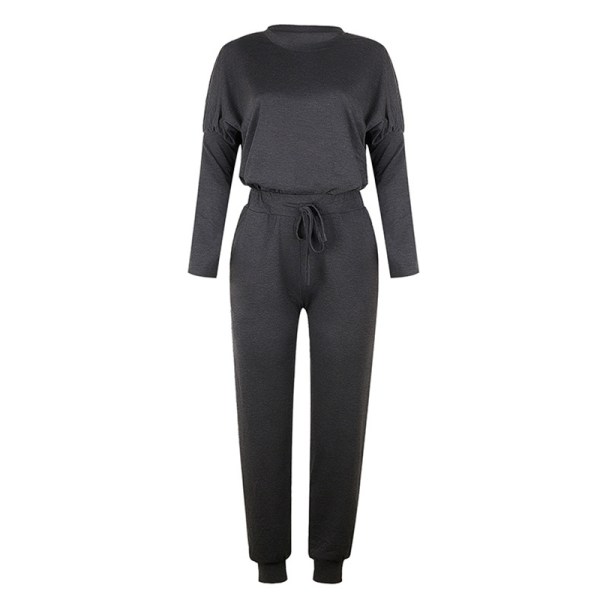 Womens Tracksuit Set Solid Joggers Trousers Loungewear Homewear Dark Gray,XXL