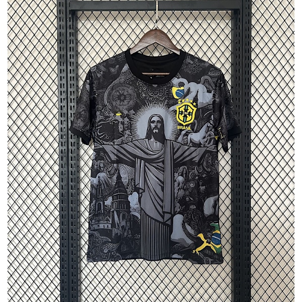 2425 Säsong Brasilien Kortärmad Fotbollströja Snabbtorkande Sportkläder Brasiliansk Jesus, Svart Brasiliansk Jesus, Svart. S