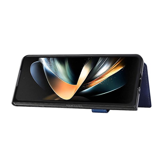 Samsung Galaxy Z Fold3 5g -puhelimen litsikuvioitu yksittäinen painikekorttikotelo Blue