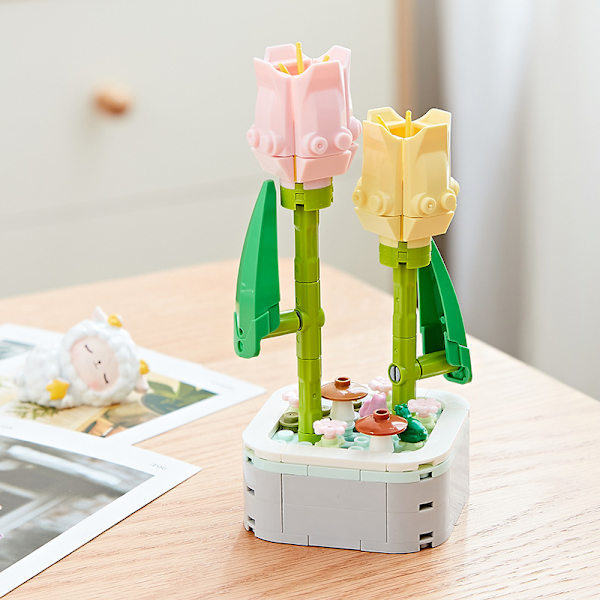 Växtbukett-Dekoration Montering Flickor Prydnader Modell Leksak Present tulip
