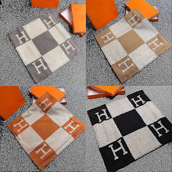 45x45cm H-bokstav Ullkashmir Kuddfodral Koja Säng Soffa Flygplan Hög Kvalitet Striped Orange