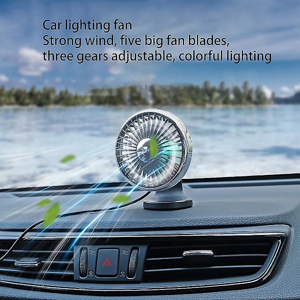 3-trins bærbar bilkøleventilator, elektrisk autoventilator, luftkøler, USB-minifunktion Golden