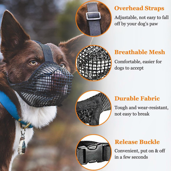 Pet Dog Justerbar Mask Bark Bite Mesh Mun Munkorg Grooming Anti Stop Chewing Husdjurstillbehör Partihandel() XL