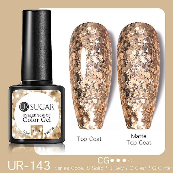 UR SUGAR 15ml Forlengelse Neglelakk Gel Kamuflasje Naken Rosa Semi Permanent UV Hard Gel Negler Finger Forlenge Akryl Lakk UR-143