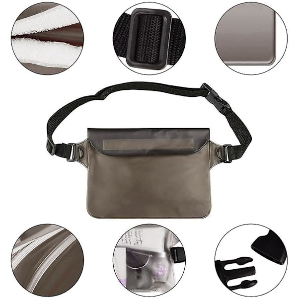 Vandtæt Fanny Pack, Justerbar Tør Fanny Taske Vandtæt Taljepose med Taljerem til Bådsejlads Svømning-X ZD B2 EE Grey
