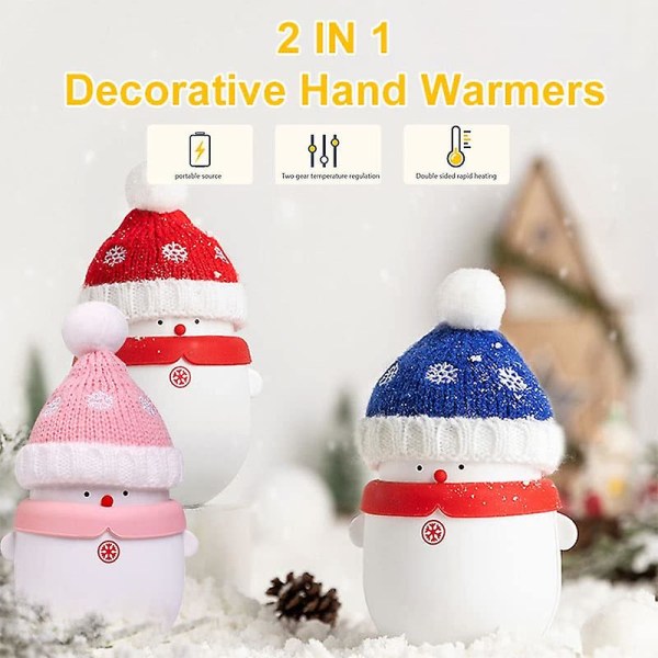 2 In 1 Electric Hands Heater Usb Charging Snowman Self Heating Hand Warming Adjustable Temperature Reusable For Traveling Hiking