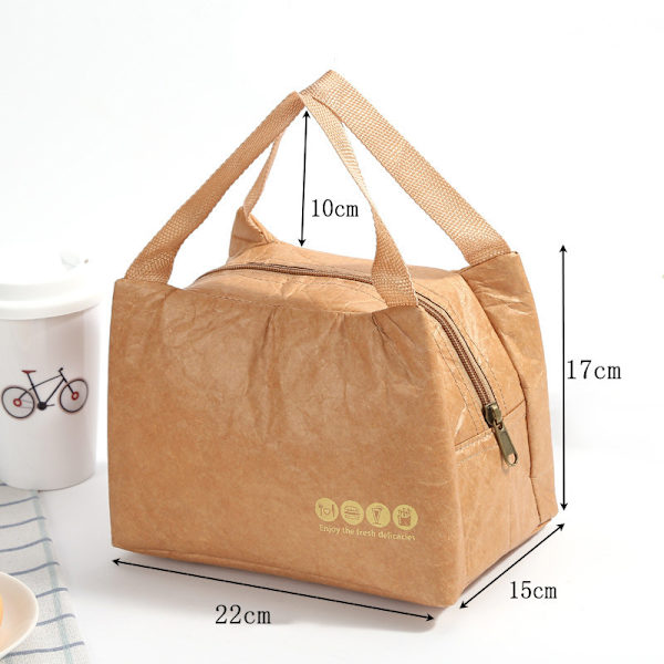 Frokostpose Kraft Papirpose Genanvendelig Isoleret Termisk Frokostpose Snack Køler Picnickurv Portable Trapezoidal