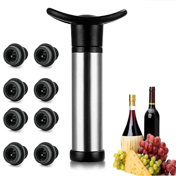 Vinstoppe med vakuumpumpe for vin, vinbevarer, lufter, gummi, svarte stoppere, tetning, drikkeflaske, silikonlokk SMTX set 2