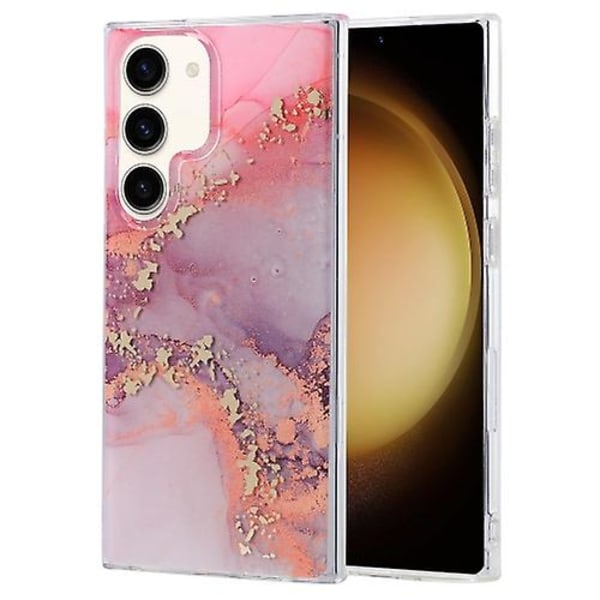 Värikäs lasitettu marmorikuvioinen matkapuhelinkotelo Samsung Galaxy S23 5g -puhelimeen Pink Grey
