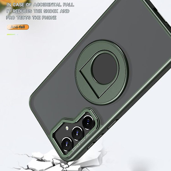 För Samsung Galaxy S22+ 5g roterande ring magnetisk hållare mobiltelefonfodral Green