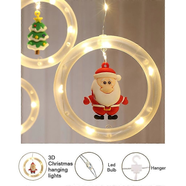 Joulu USB-riipusvalot LED-verhot Joulupukki-riipus 3D-lamppu Kranssi