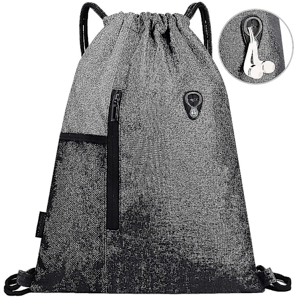 Unisex Vattentät Oxford Ryggsäck Med Dragsko, Sport Gym Väska Med Dragkedja Och Vattenflaska Nätfickor Grey