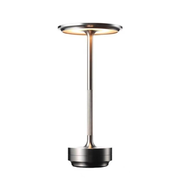 Enkel retro I-formet bordlampe stue LED soverom nattbordslampe USB-lading atmosfære restaurant nattlys Silver