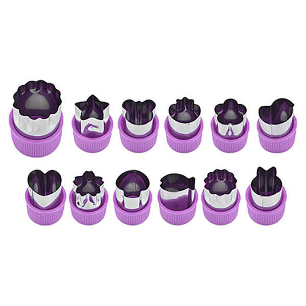12-delad köksverktygsskärare form kakskärning grönsak frukt DIY skärset Purple