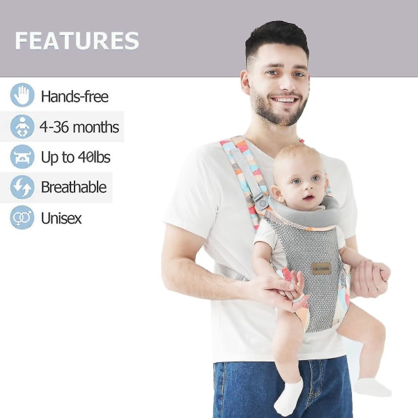Baby Carrier Wrap Håndfri Ergonomisk Bærbar 4 I 1 Nyfødt Bæresele Slynger Blød Rygbærer Til Spædbarn 3-36 måneder A