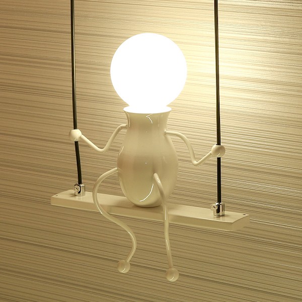 LED-vägglampa för inomhus, gunga barn sänglampa, kreativ vägglampa för sovrum vardagsrum korridor, E27, glödlampa ingår ej, 220v white