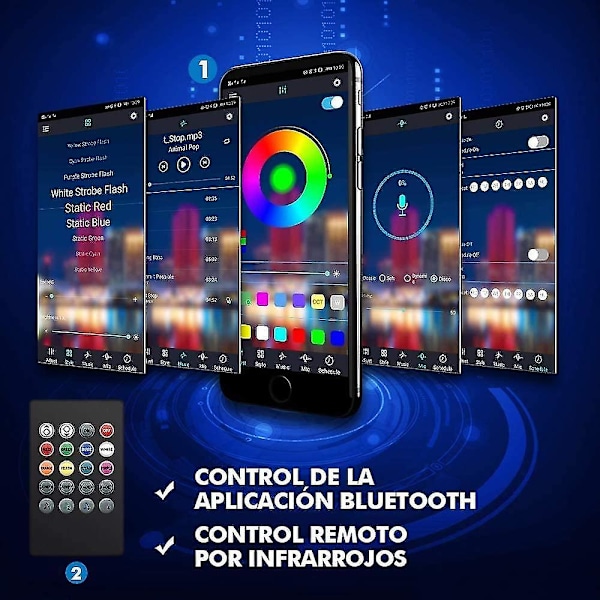 Bluetooth LED-lysstribe, 5m RGB 5050 IP65 LED-lysstribe med 28 dynamiske tilstande, flerfarvet lysstribe styret af app og fjernbetjening, synkroniseret