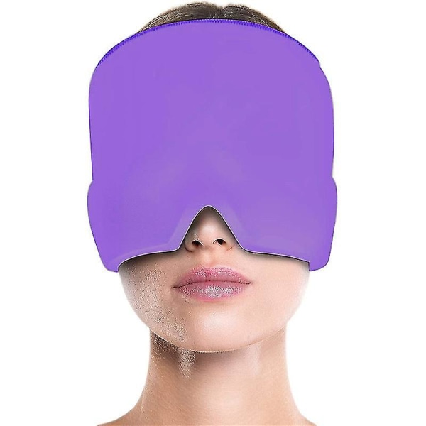 Migrene lindringshette Gel Varm kald terapi Hodepine For Chemo Sinus Nakke Bærbar terapi Wrap Stress Trykk Smertelindring Massasje FJq Purple