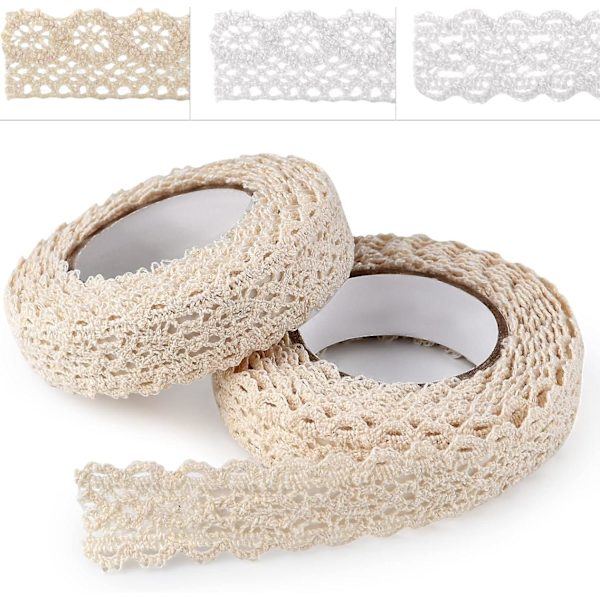 Vintage Pitsi Nauha Beige Itsekiinnittyvä Koristeellinen Reunanauha DIY-Käsitöihin