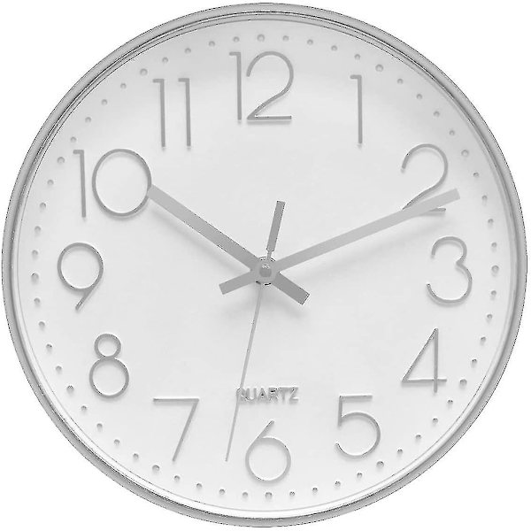 Väggklocka 12 tum tyst utan tickande väggklocka gray